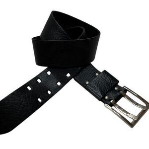 Leather Belt Double Prong Square Holes Olde English 6210 Black 32 X 1.5" Vintage